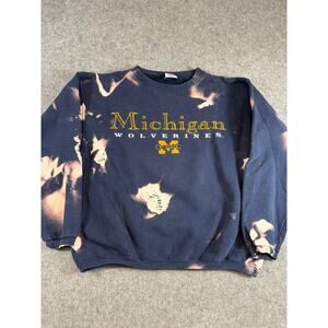 Vtg 90s Michigan Wolverine Sweatshirt Mens M Navy Bleached Discoloration NCAA